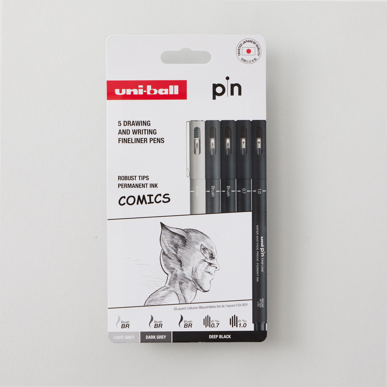 uni-ball PIN Fineliners Pack of 5 – Black & Grey, 0.7-1mm