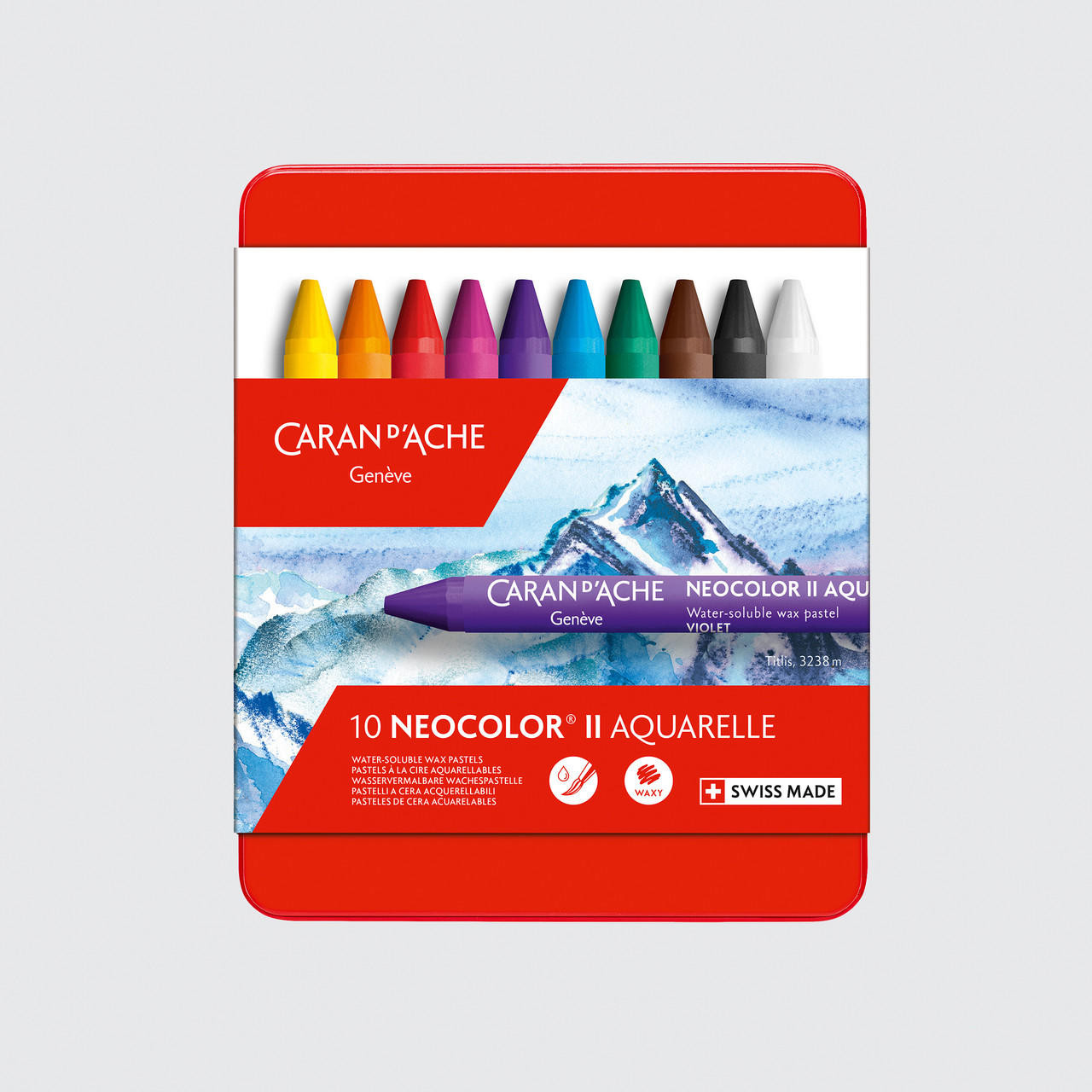 Caran D’ache Neocolor II Aquarelle Wax Pastels Tin Set of 10