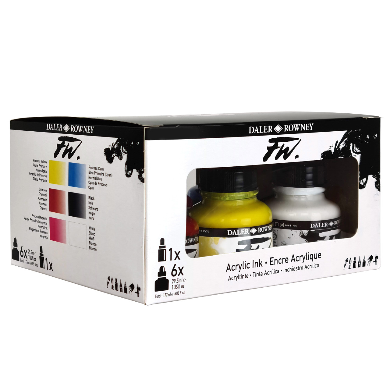 Daler Rowney FW Ink Primary Colours Set of 6