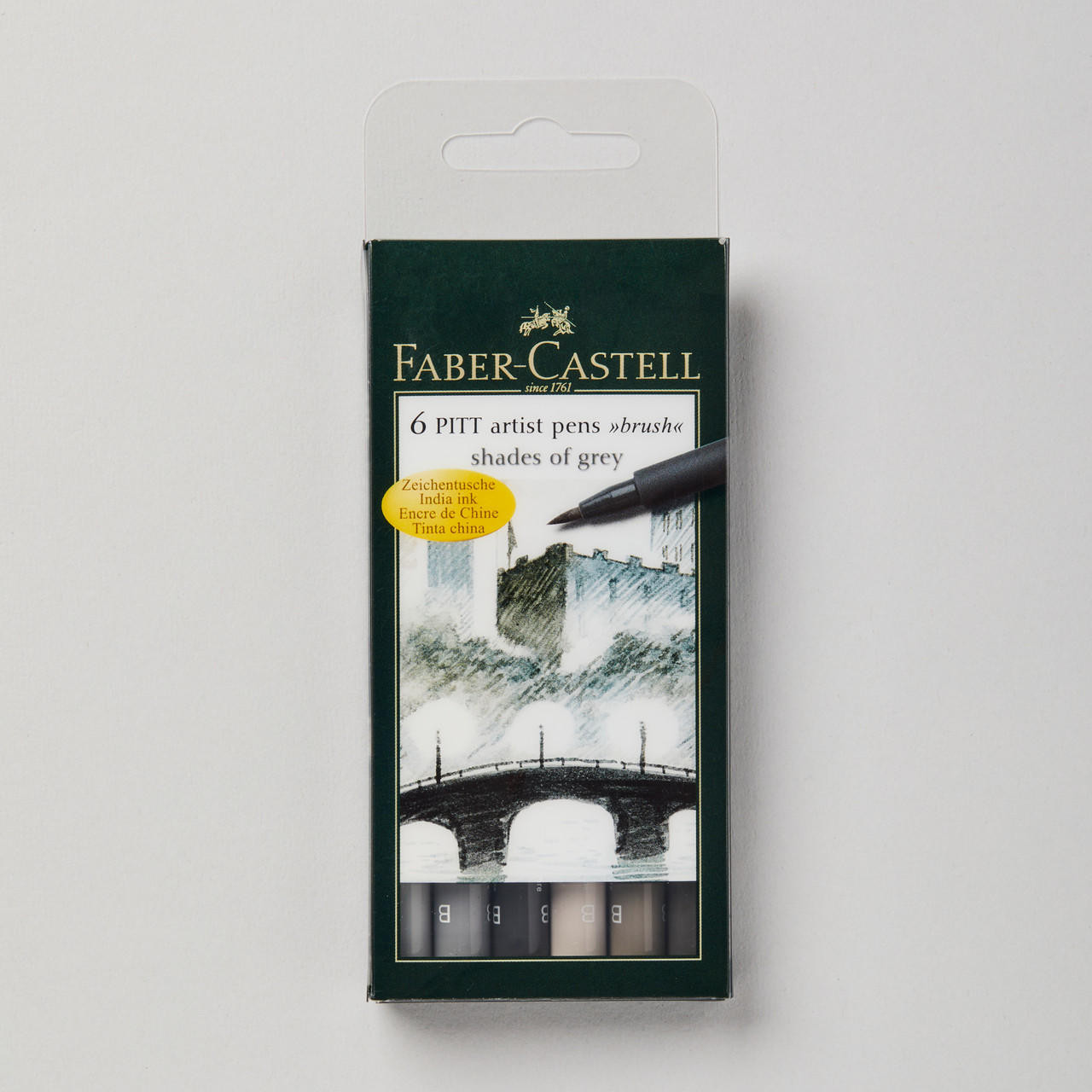 Faber-Castell Pitt Artists’ Brush Pen Wallet Set of 6 Grey