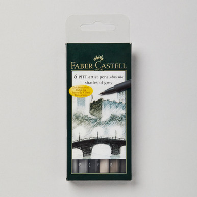 Faber Castell : Pitt Artists Brush Pens : Set Of 6 : Shades Of Grey