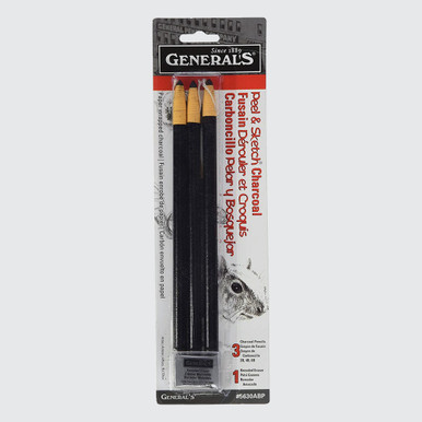 General's Charcoal Crayons Jumbo Compressed - Lot De 3 Bâtonnets Charbon Noir Extra Large Pour Dessin Artistique