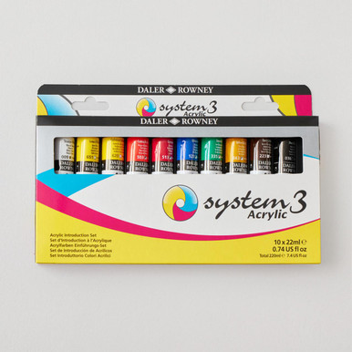 Daler-Rowney System3 Acryl Verf Set - 10 Tubes Van 37 Ml + Borstel - Levendige Kleuren - Voor Kunstenaars En Studenten