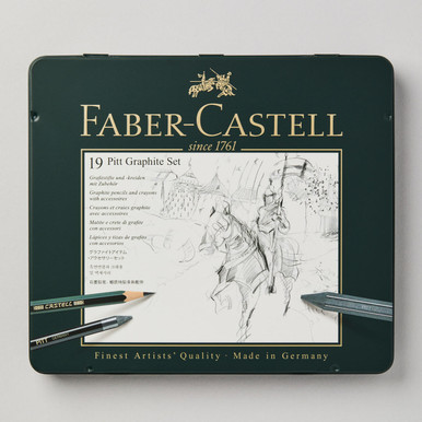 Faber-Castell Pitt Monochrome Graphite Set Medium Set of 19 | Cass Art