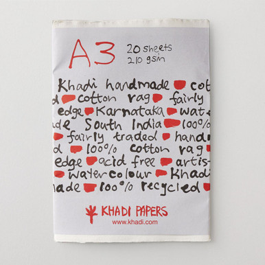 Khadi White Paper 210gsm A3W 30 x 42cm 20 Sheets | Cass Art