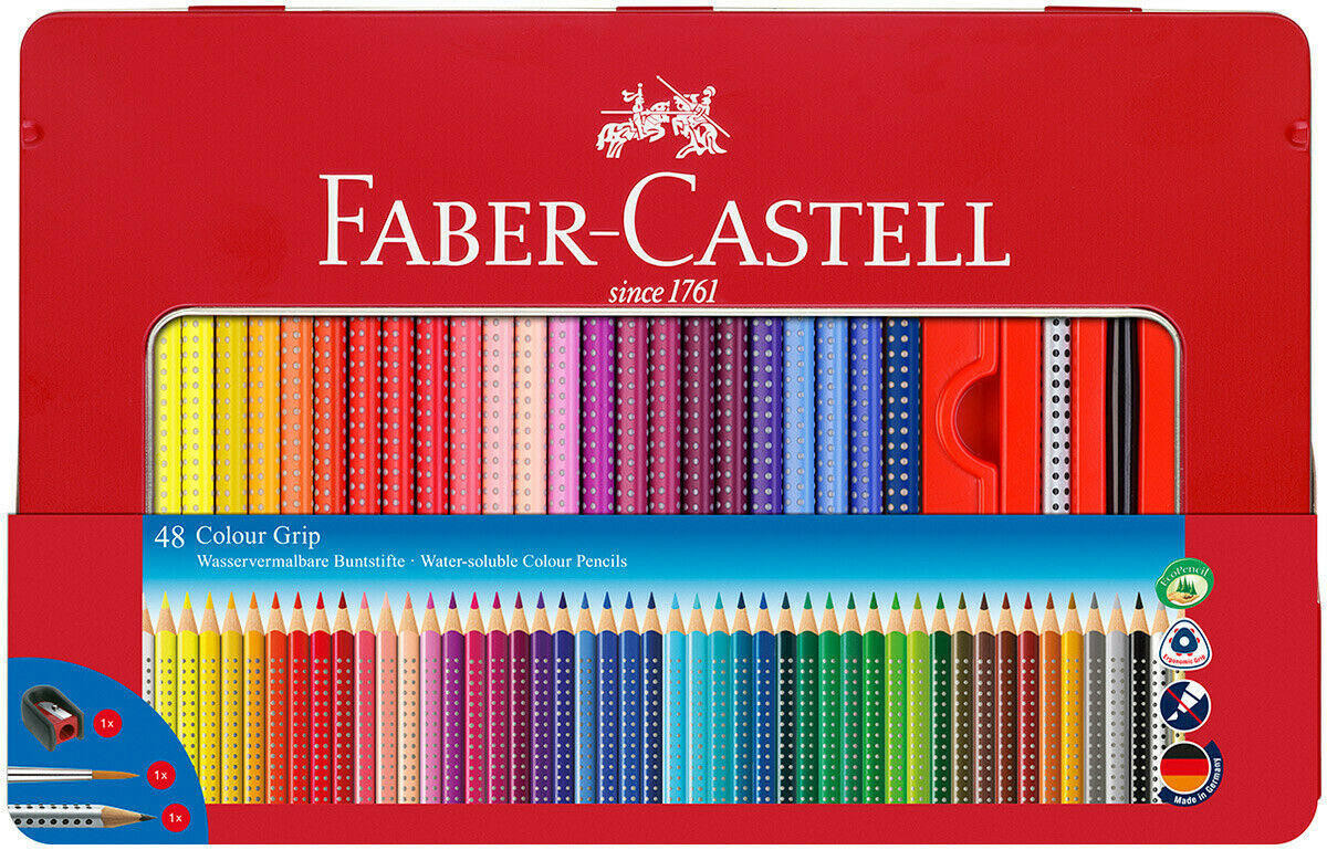 Faber-Castell Faber Castell Grip Colour Pencil Tin Assorted Colours Set of 48