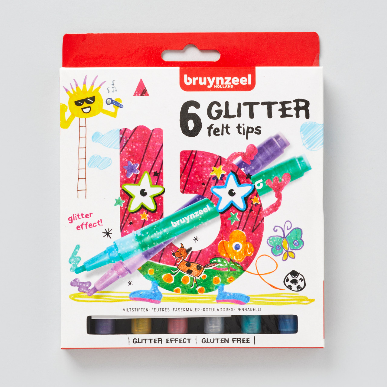 Bruynzeel Glitter Felt Tip Pens Assorted Colours Set of 6