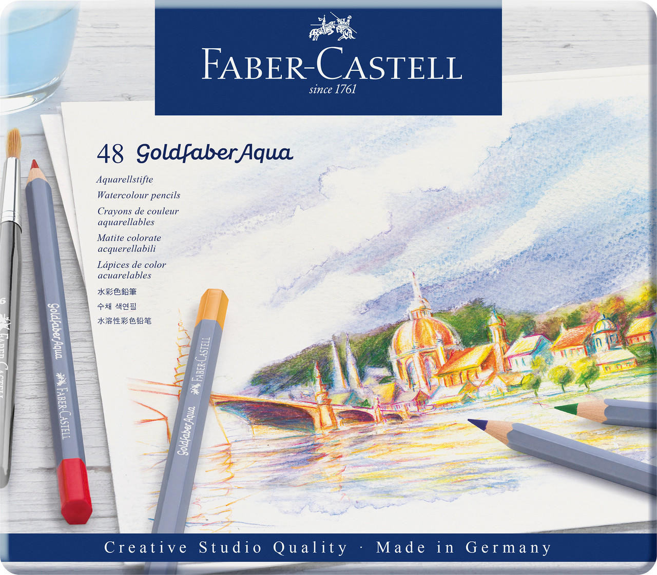 Faber-Castell Faber Castell Goldfaber Aqua Watercolour Pencils Tin Set of 48