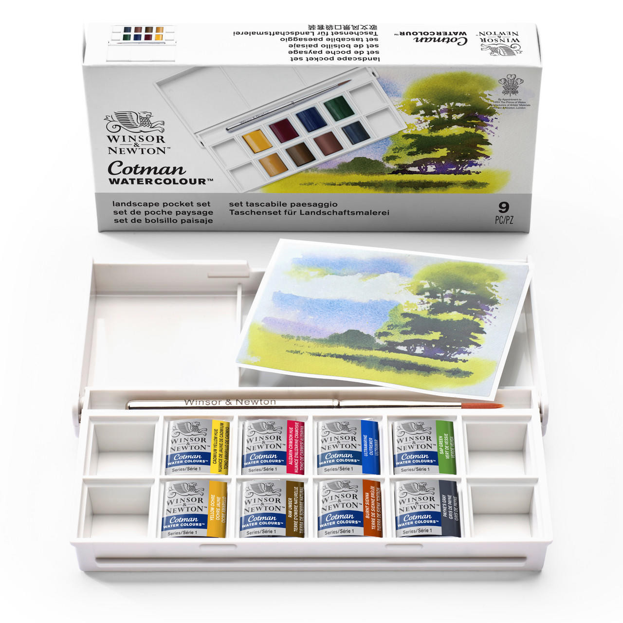 Winsor & Newton Cotman Landscape Pocket Half Pan Set of 8