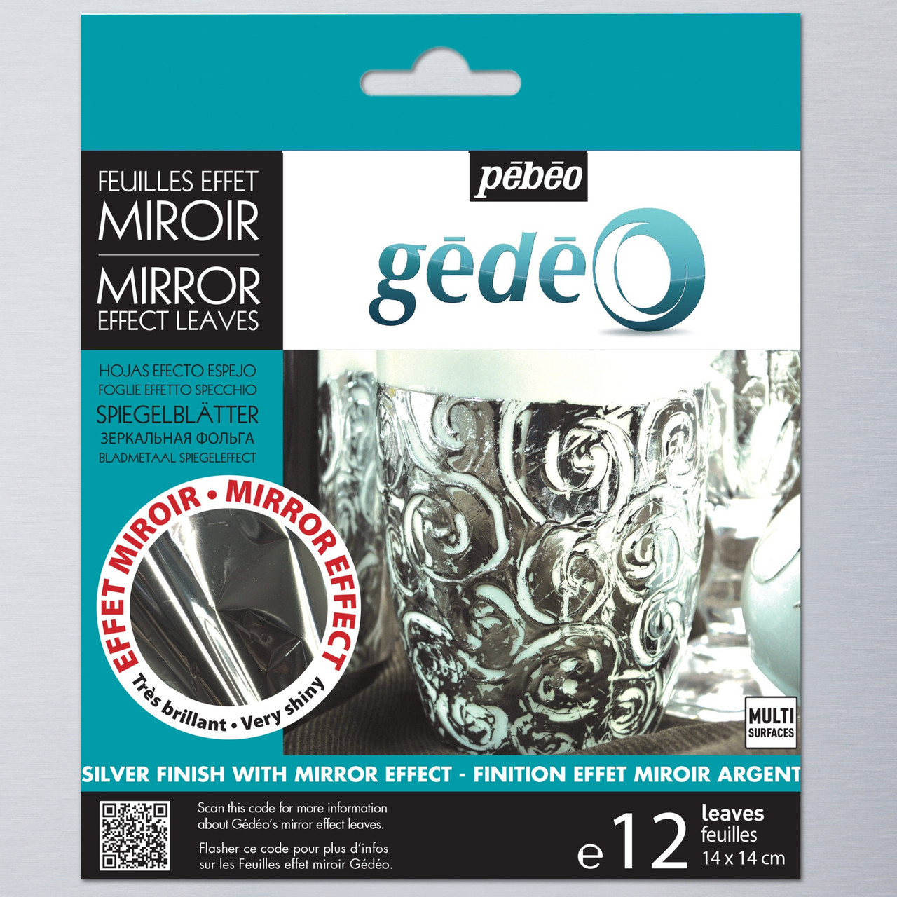 Pebeo Gedeo Mirror Effect Metal Leaf Pack of 12 14 x 14cm Silver