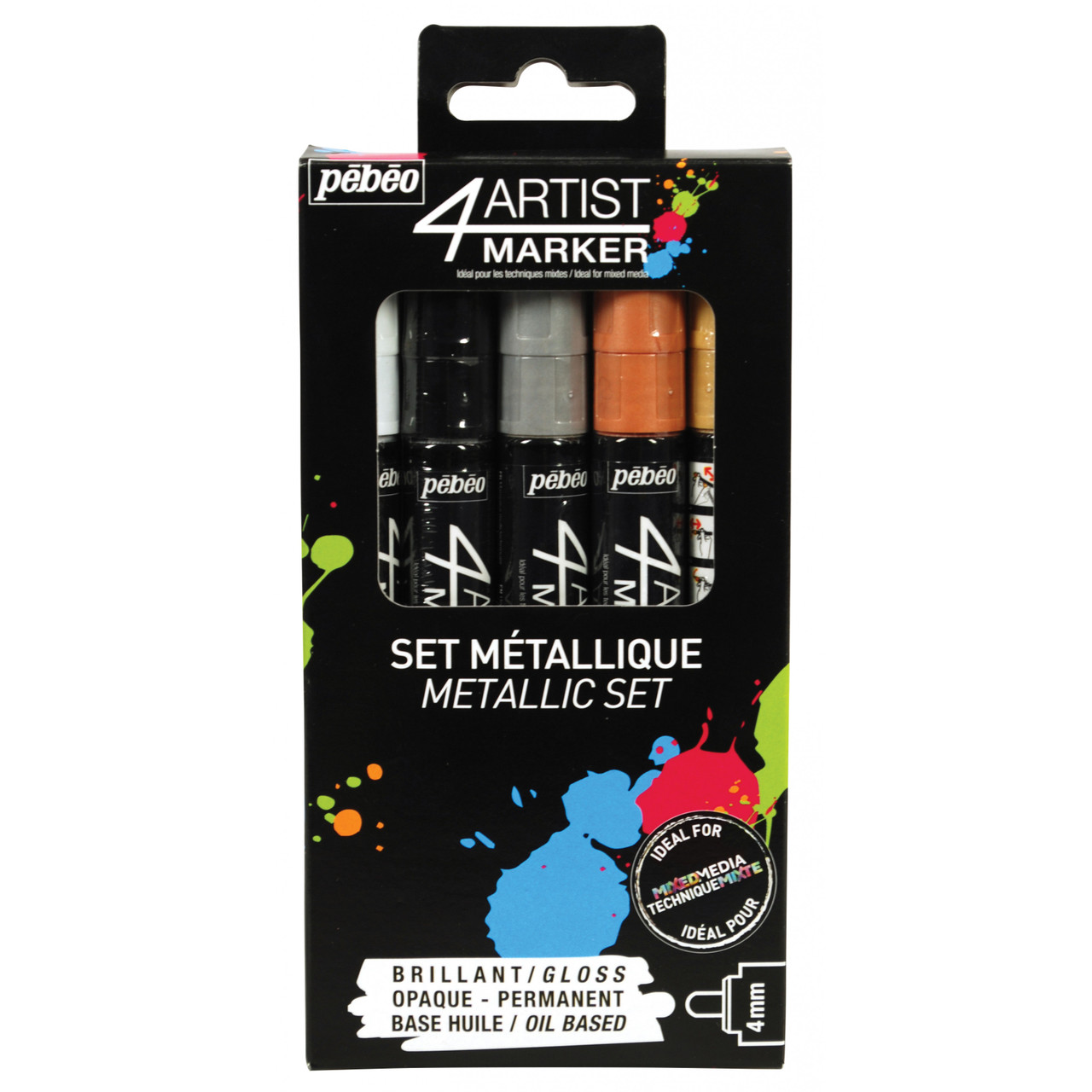 Pebeo 4Artist Marker 4mm Set of 5 Metallic Colours