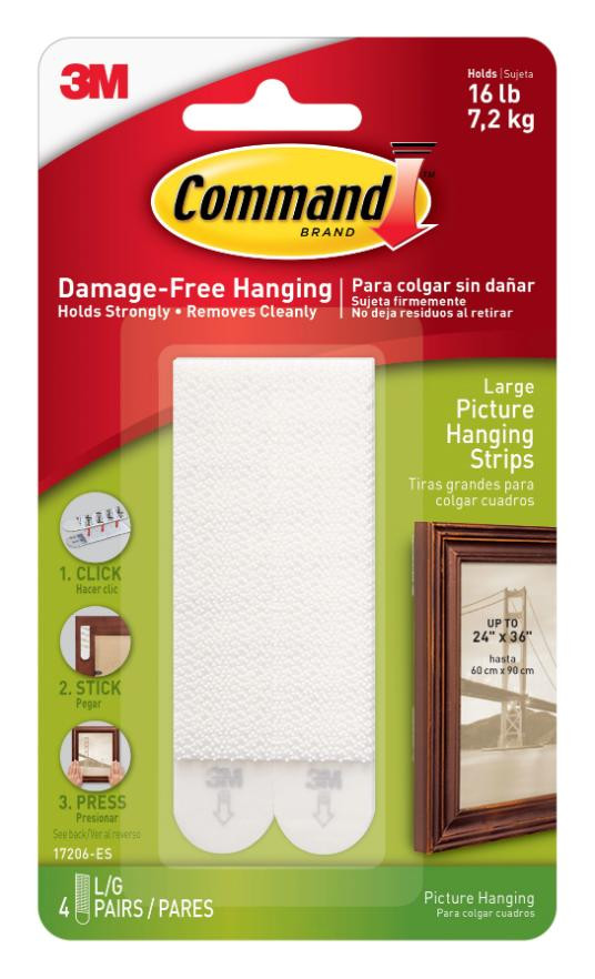 3M Command Large Picture Hanging Strips Pack of 4