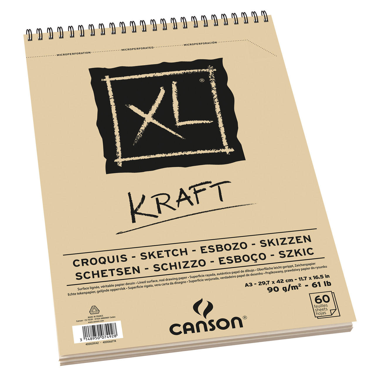 Canson XL Kraft Spiral Pad 90g A3