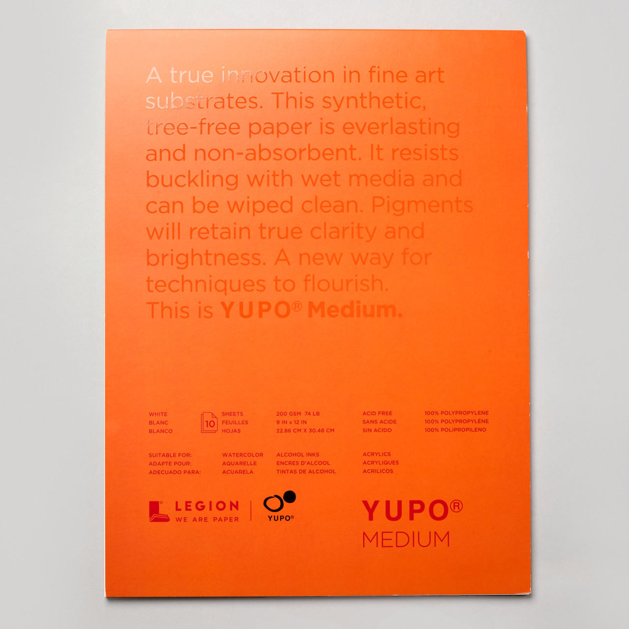 Legion Yupo Medium Watercolour Paper Pad 9 x 12 inches