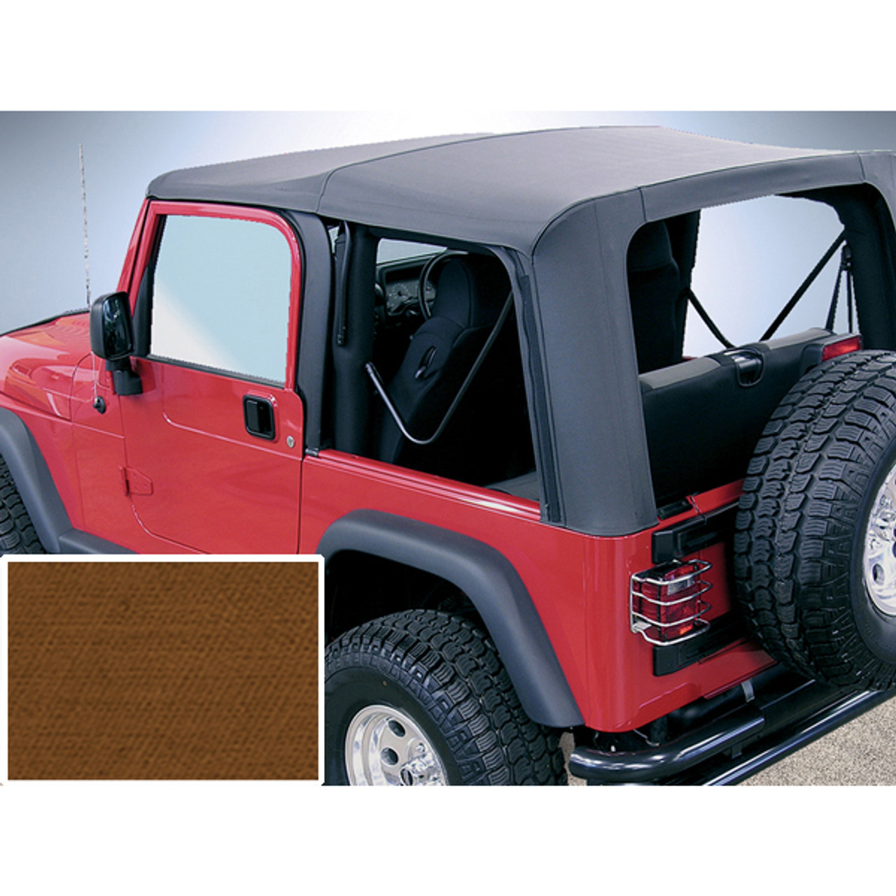 Rugged Ridge Soft Top, Dark Tan, Clear Windows; 97-02 Jeep Wrangler TJ  
