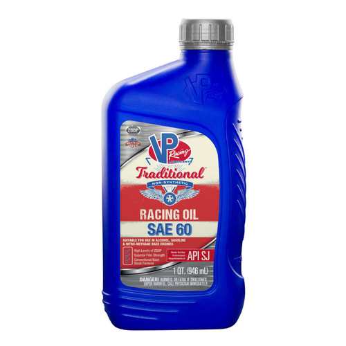 VP Racing Fuels VP SAE 60 Traditional Non Syn Racing Oil Quart Retail Bottle 2687