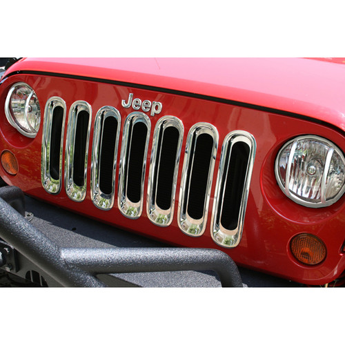 Rugged Ridge Grille Inserts, Chrome; 07-16 Jeep Wrangler JK 11306.20