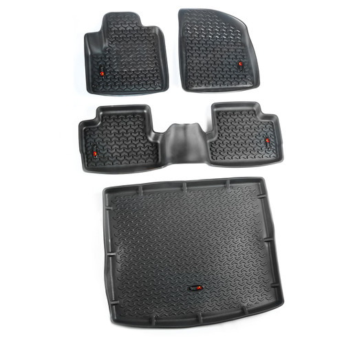 Rugged Ridge Floor Liners, Kit, Black, Front/Rear/Cargo; 14-16 Jeep Cherokee KL 12988.29