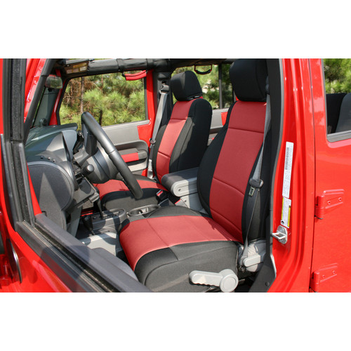 Rugged Ridge Neoprene Front Seat Covers, Black/Red; 07-10 Jeep Wrangler JK 13214.53