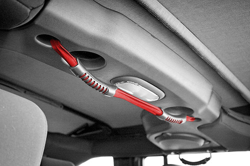 Rugged Ridge Rear Dual Grab Strap, Red; 07-16 Jeep Wrangler JKU 13305.13