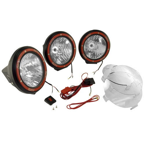 Rugged Ridge 7 Inch Round HID Off Road Light Kit, Black Composite Housing, Set of 3 15205.63