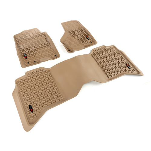 Rugged Ridge Floor Liner Kit, Tan, Front/Rear; 09-16 Ram 1500/2500/3500 Crew Cab 83989.42