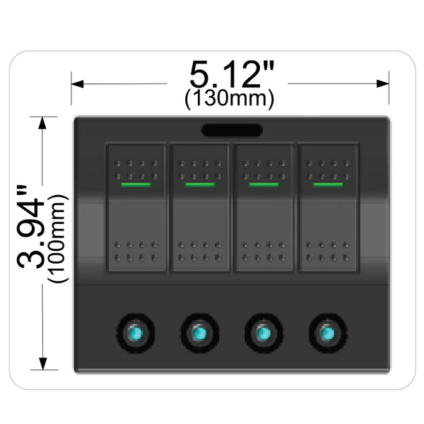 Bulldog Winch 4-Switch Panel W/Lighted Breakers Black 20266