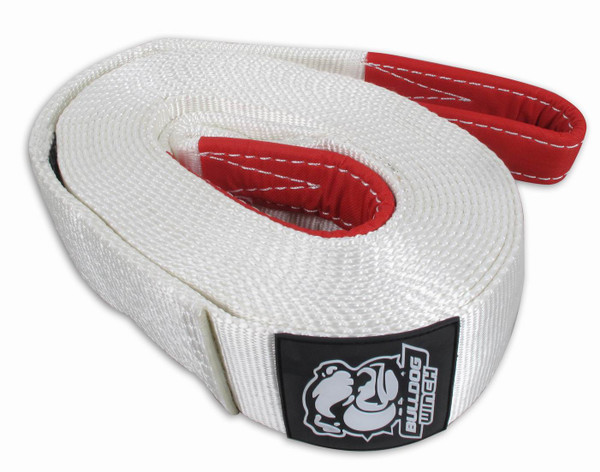 Bulldog Winch Snatch Strap 3 inchx30 Foot 19.8k BS 10k WLL White 20134