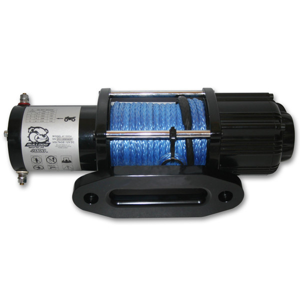 Bulldog Winch 4,000 LB UTV Winch 50 Ft Synthetic Rope Two Switches Mounting Channel Aluminum Hawse Fairlead 15012