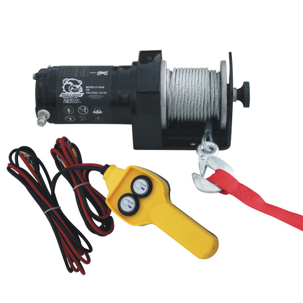 Bulldog Winch 2,500 LB ATV Winch 50 Ft Synthetic Rope W/Mini Rocker Switch Mounting Channel Roller Fairlead 15008