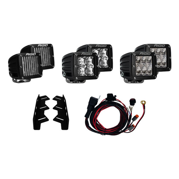 Rigid Industries 17-18 Ford Raptor Fog Light Kit Includes Mounts and 6 D-Series RIGID Industries 41610