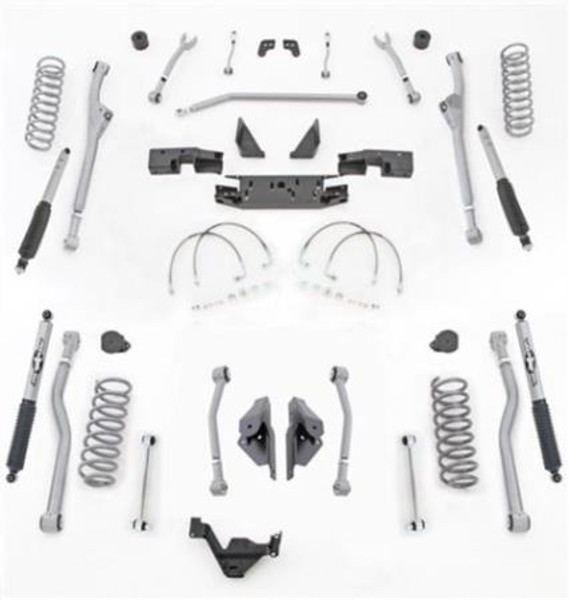 Rubicon Express 3.5 Inch JK Lift Kit Extreme Duty Long Arm System Radius Front 4 Link Rear W/Shocks 07-18 Jeep Wrangler JKU 4 Dr JKR443M