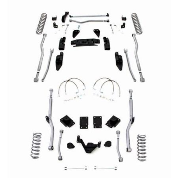 Rubicon Express 4.5 Inch JK Lift Kit Extreme Duty Long Arm System 4 Link Front Radius Rear No Shocks 07-18 Jeep Wrangler JKU 4Dr JK4R44