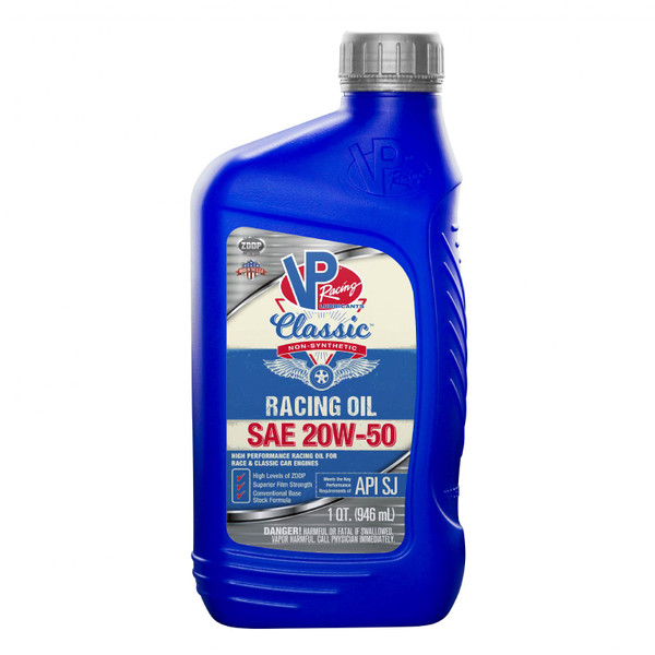 VP Racing Fuels VP SAE 20W 50 Classic Non Syn Racing Oil Quart Retail Bottle 2691