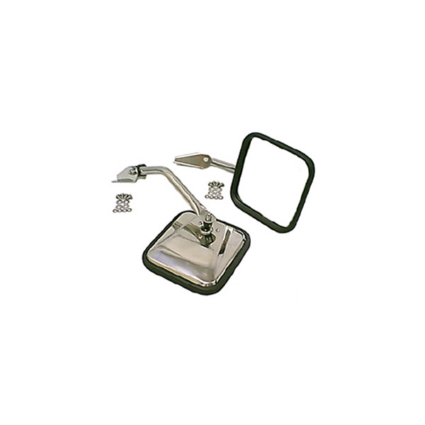 Rugged Ridge Side Mirror Kit, Stainless Steel; 55-86 Jeep CJ Models 11005.01