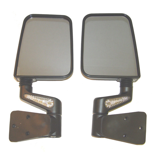 Rugged Ridge Heated Door Mirror Kit, LED Signals, Black; 87-02 Jeep Wrangler YJ/TJ 11015.20