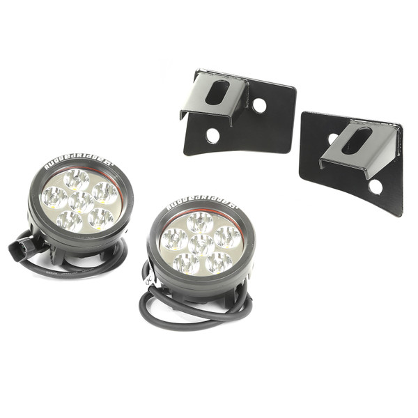 Rugged Ridge Windshield Bracket LED Kit, Black, Round; 07-16 Jeep Wrangler JK 11027.11