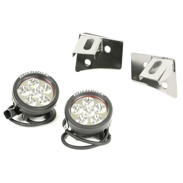 Rugged Ridge Windshield Bracket LED Kit, Stainless Steel, Round; 07-16 Wrangler JK 11028.11