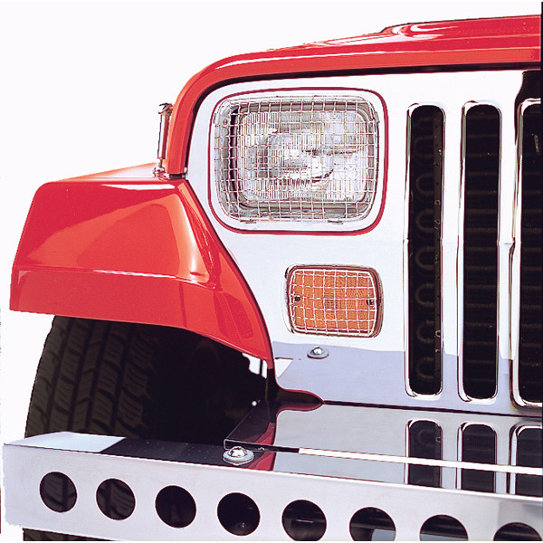 Rugged Ridge Stone Guard Set, Stainless Steel; 87-95 Jeep Wrangler YJ 11102.02