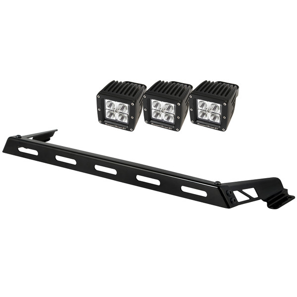 Rugged Ridge Hood Light Bar Kit, 3 Cube LED Lights; 07-16 Jeep Wrangler JK 11232.04