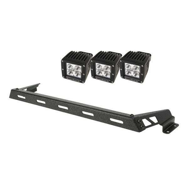 Rugged Ridge Hood Light Bar Kit, Textured Black, 3 Square LEDs; 07-16 Jeep Wrangler 11232.11