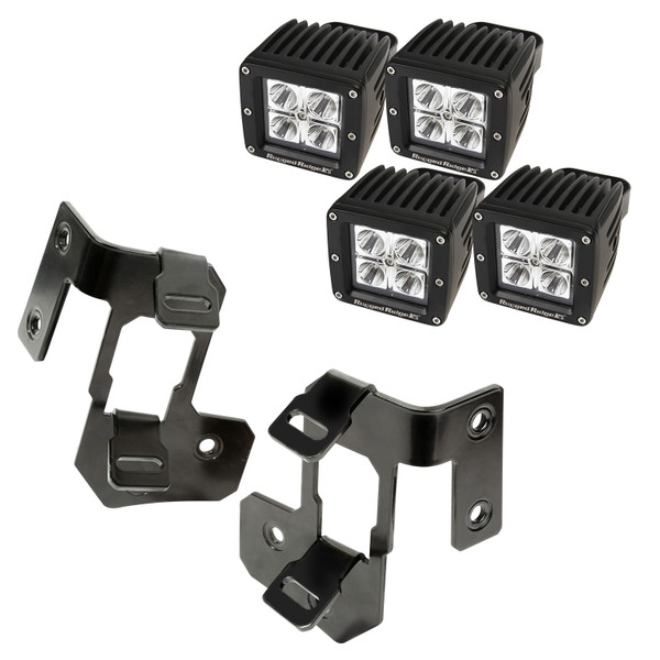 Rugged Ridge A-Pillar Light Mount Kit, Semi-Gloss Black, Square LED; 07-16 Wrangler 11232.33