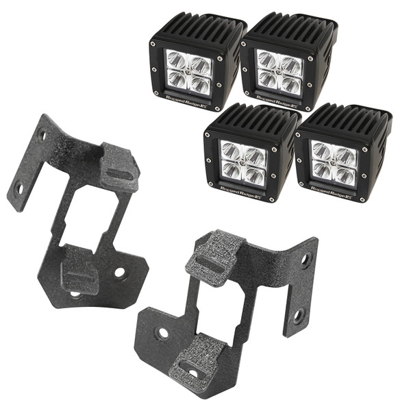 Rugged Ridge A-Pillar Light Mount Kit, Textured Black, Square LED; 07-16 Wrangler 11232.35