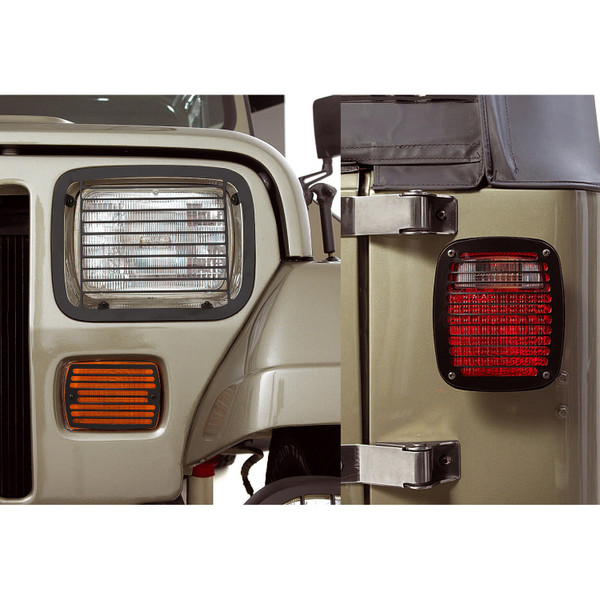 Rugged Ridge Stone Guard Set, Black; 87-95 Jeep Wrangler YJ 11236.20