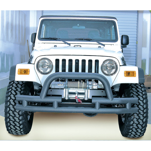 Rugged Ridge Double Tube Front Winch Bumper with Hoop, 3 Inch; 76-06 Jeep Models 11561.03