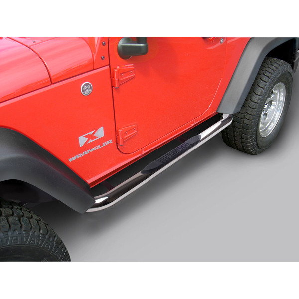 Rugged Ridge Round Tube Side Steps, 3 Inch, Stainless; 07-16 Jeep Wrangler 2 Door 11593.05