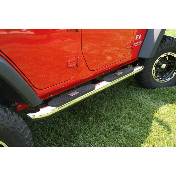 Rugged Ridge 4 Inch Round Step, Stainless Steel; 07-16 Jeep Wrangler JKU 11593.10