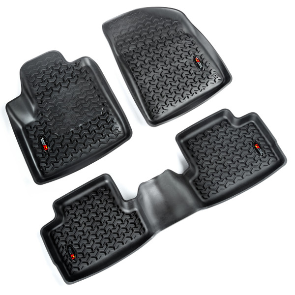 Rugged Ridge Floor Liners, Kit, Black, Front/Rear; 14-16 Jeep Cherokee KL 12987.34