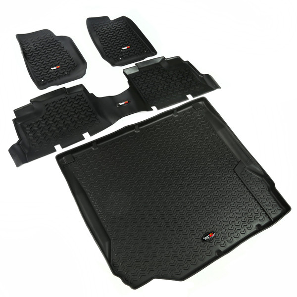 Rugged Ridge Floor Liners, Kit, Black, 4-Door; 07-10 Jeep Wrangler JK 12988.01