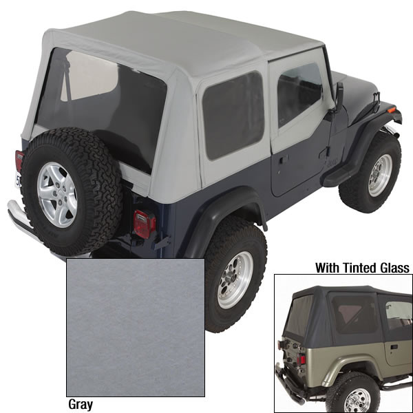 Rugged Ridge Soft Top, Door Skins, Charcoal, Tinted Windows; 88-95 Jeep Wrangler YJ 13702.09